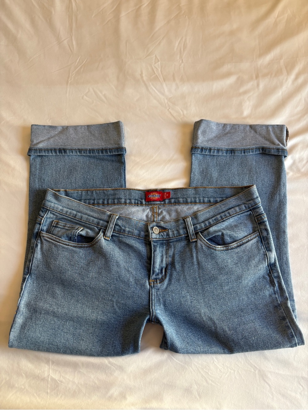 Dickies Light Wash Capri Jeans Y2K Low Rise Grunge Indie Rolled Cuff Skater